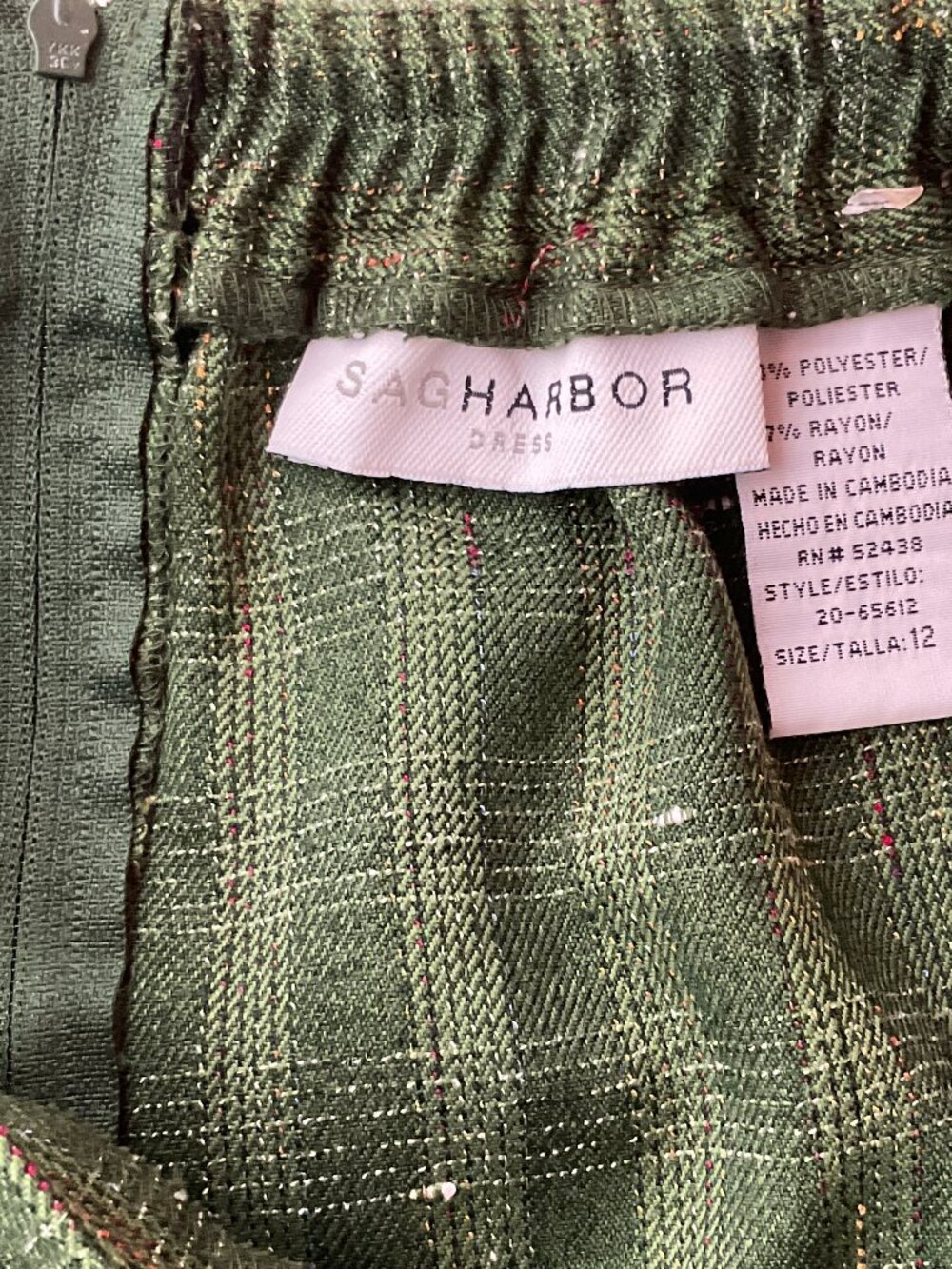 Sag Harbor Sz 12 Green Midi Plaid Pencil Skirt Womens - Picture 4 of 10